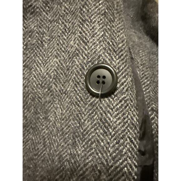 Alorna Vintage 80's Herringbone Double Breasted Coat Large Petite 3/4 Length USA - Picture 6 of 7